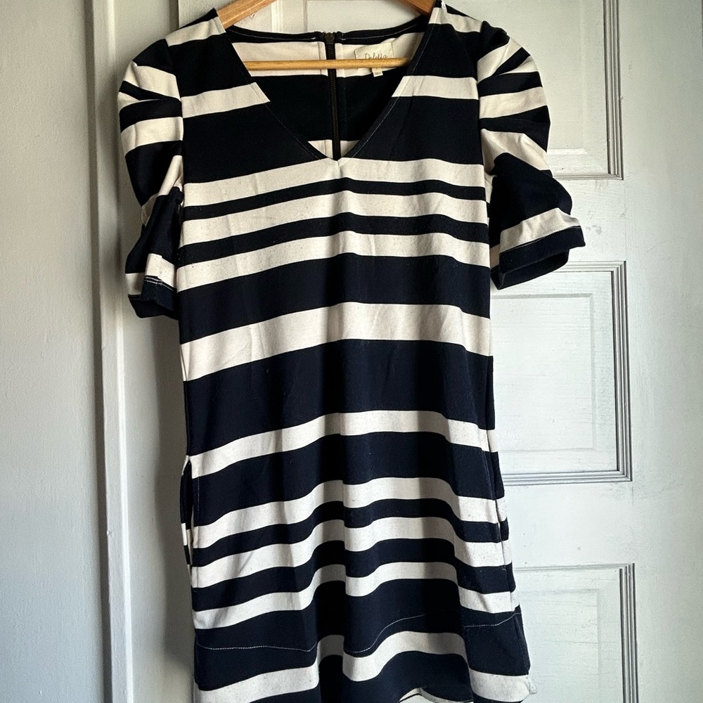 Anthropologie Deletta Striped Navy and White Dress